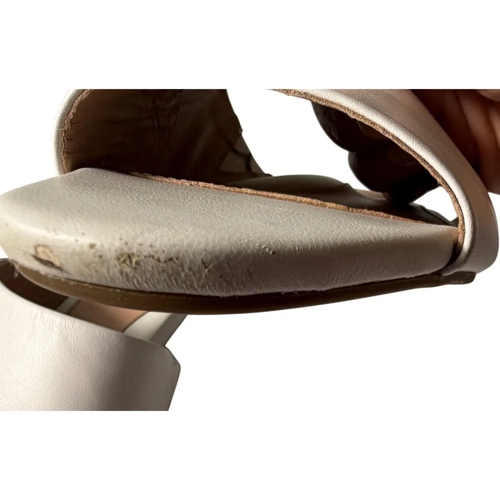 Taryn Rose Vanessa White Leather Mules Asymmetric Toe Ring Slide Sandals 8B